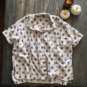 Academic Button Floral Cream Shirt Madewell